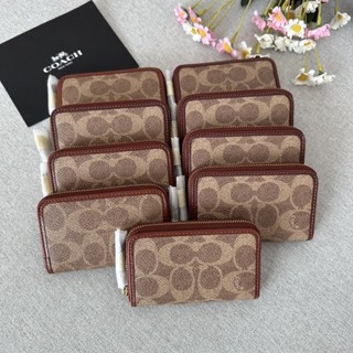 Coach Small Zip Around Card Case In Signature Canvasใส่บัตรงานช็อป ซิปรอบ