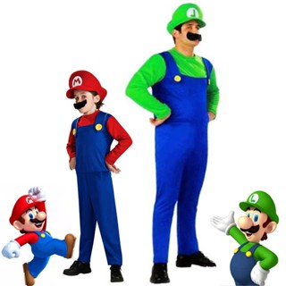 ชุดเดรสคอสเพลย์ Mario Bros Super Luigi Plumber Workman สําหรับปาร์ตี้ฮาโลวีน