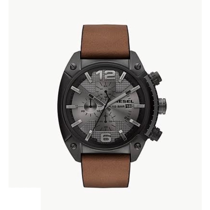 ✴️แท้ 💯% DIESEL OVERFLOW ANALOG DISPLAY CHRONOGRAPH BROWN LEATHER MEN'S WATCH Style No: #DZ4317