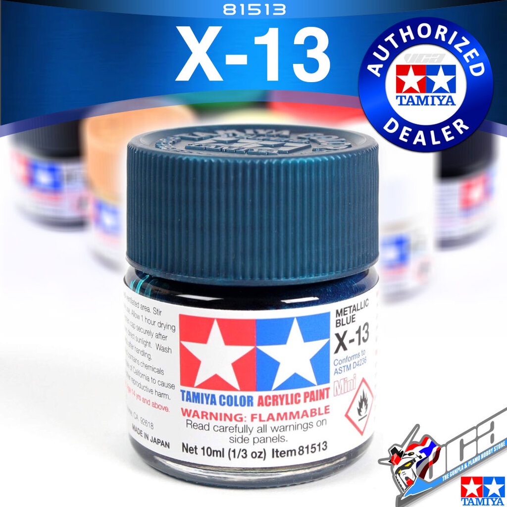 TAMIYA 81513 X-13 X13 METALLIC BLUE สีฟ้าเมทัลลิกเงา ACRYLIC PAINT MINI COLOR 10ML สีอะครีลิกสำหรับพลาสติก โมเดล VCA ...