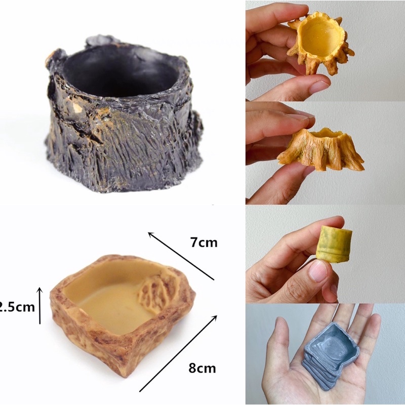 Mini dish ถาดน้ำ ถาดอาหาร สำหรับ กิ้งก่าเล็ก แมงมุม ตุ๊กแก ตะขาบ แมงป่อง ตกแต่งตู้สัตว์เลื้อยคลาน  F5