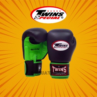 นวมชกมวย ทวินส์ สเปเชี่ยล Twins Special Boxing Glove BGVLA2 Green-Black เขียวดำ หนังแท้ ระบายอากาศ