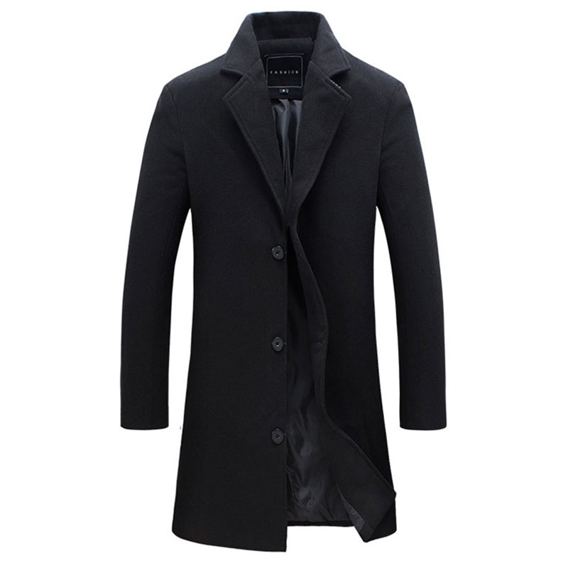 Classic Men's Overcoat Korean style temperament Coat long single-breasted trench coat woolen large size casual style