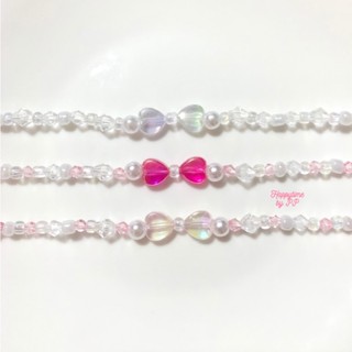 พร้อมส่ง💗 กำไลข้อมือลูกปัด | Heart bead bracelet | 🌷สร้อยข้อมือหัวใจคู่🤍💗💖