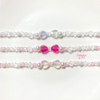 พร้อมส่ง💗 กำไลข้อมือลูกปัด | Heart bead bracelet | 🌷สร้อยข้อมือหัวใจคู่🤍💗💖