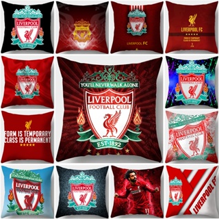  ปลอกหมอน ผ้าโพลีเอสเตอร์ พิมพ์ลายโลโก้ฟุตบอล Liverpool FC สําหรับตกแต่งบ้าน ออฟฟิศ โซฟา