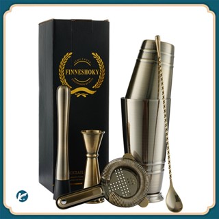 【KC】5PCS ชุดบาร์เทนเดอร์บอสตัน 304 สแตนเลส 600ml+800ml ชุดอเมริกัน Cocktail Set มี 5 สี