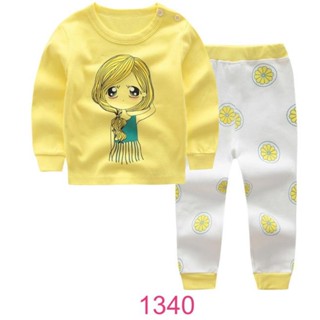 L-PJG-1340 ชุดนอนเด็กผู้หญิง สีเหลือง ลายgirl Size-120 (5-6Y)