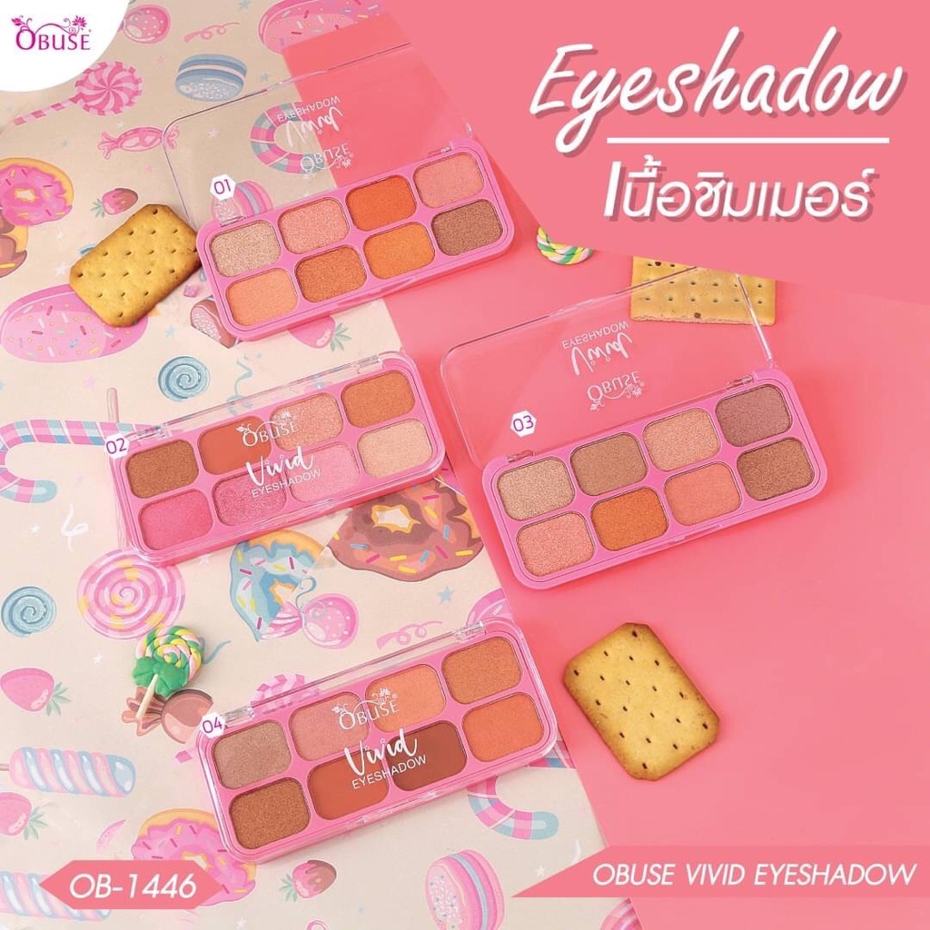 OB-1446 โอบิวซ์ วีวิด อายแชโดว์ พาเลท ทาตา 8 สี เนื้อชิมเมอร์ OBUSE VIVID EYESHADOW