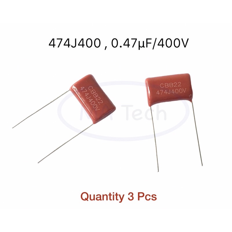474J400 0.47uF 400V 470nF 400V 1ชุดมีจำนวน 3 ชิ้น 0.47uf/400V ขนาด 9.0x15.0mm - รูปที่ 2