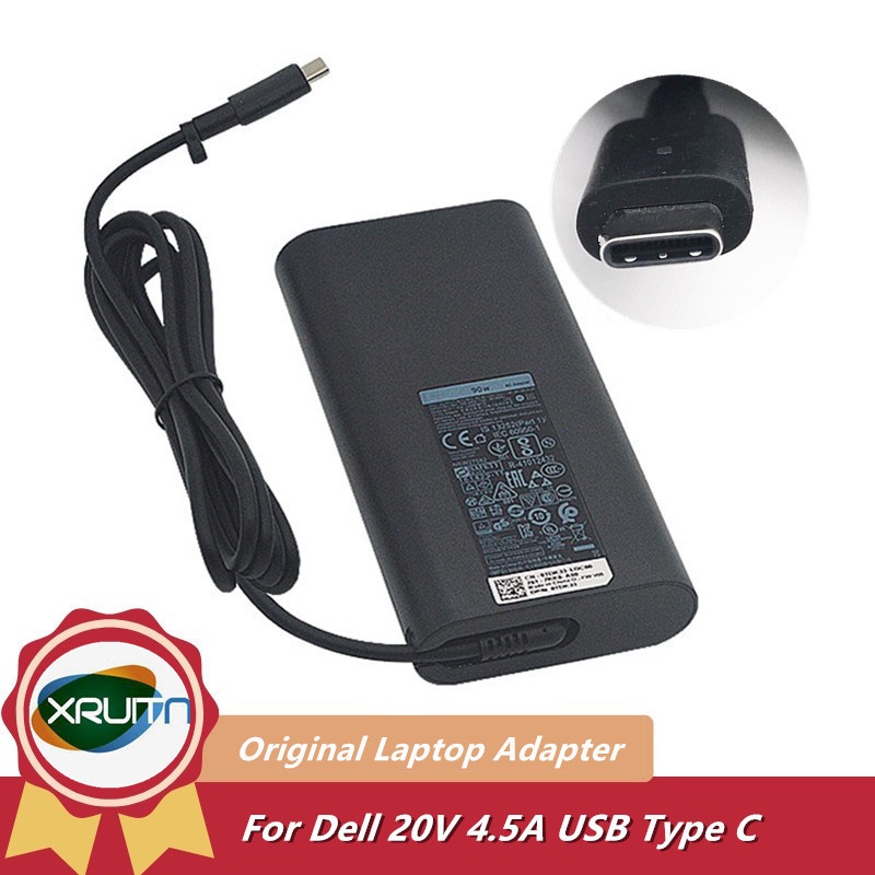 90W 20V 4.5A USB-C ประเภท C Original AC Adapter Power Charger สําหรับ Dell XPS 15 9500 9510 17 9700 