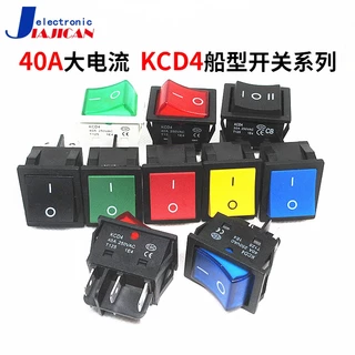 เครื่องเชื่อมไฟฟ้ากระแสสลับสูง 40A แหล่งจ่ายไฟโยกกำลังสูง KCD4 พร้อมไฟ / ไม่มีไฟสวิตช์เรือ 4 ขา 2 เกียร์ 6 ฟุต 2/3 เกียร์สีแดง / ไฟเขียว / แสงสีฟ้า / แสงสีเหลือง / ของแข็งไม่มี