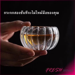 แก้วชา ถ้วยจอก แก้วใสสองชั้นทนความร้อน Tea Cups