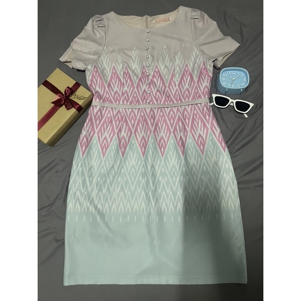 เดรสผ้าไทยพิมพ์ลาย ป้าย elgrand