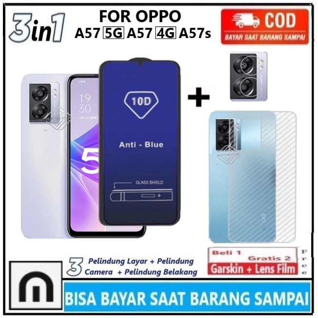 LAYAR 3in1 กระจกนิรภัยแพคเกจ Oppo A57 5G A57 4G A57s คลุมทั้งหมด Anti-Scratch Glass ปกป้องหน้าจอกระจ