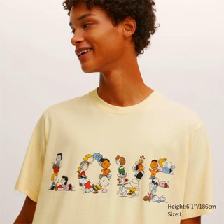 Uniqlo เสื้อยืดแขนสั้น พิมพ์ลาย Snoopy สําหรับผู้ชาย และผู้หญิง