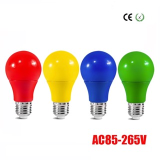 หลอดไฟ Led E27 7W 9W สีแดง สีฟ้า สีเขียว สีเหลือง สีชมพู สําหรับตกแต่งบ้าน ปาร์ตี้ KTV