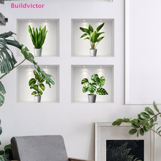 Buildvictor กระถางต้นไม้ปลอม มีกาวในตัว สีเขียว สําหรับติดตกแต่งผนังห้องนอน