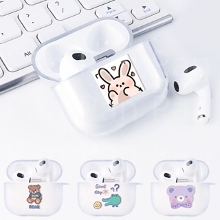 เคสหูฟัง i12 การ์ตูนกระต่ายน่ารัก เข้ากันได้สำหรับเคส For Airpods 1 /2 /3 / Pro Airpods Pro Case เคสใส เคส เคสซิลิโคนใ