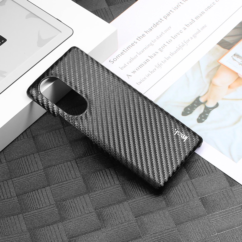 Imak แฟชั่นลายคาร์บอนไฟเบอร์ปลอก for Honor 70 5G ฝาครอบกันกระแทก for Honor70 5G หนัง PU แข็งพีซีเคสหลัง