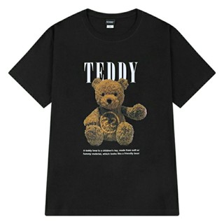 (8408) เสื้อยืดสีดำ ลายหมี TEDDY ผ้าคอตตอน 100%