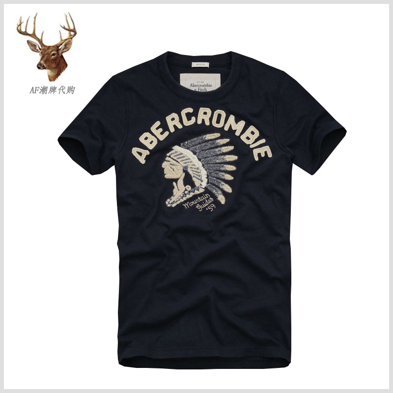 Abercrombie & Fitch เสื้อยืดแขนสั้น พิมพ์ลายโมโนแกรม สร้างสรรค์ สําหรับผู้ชาย