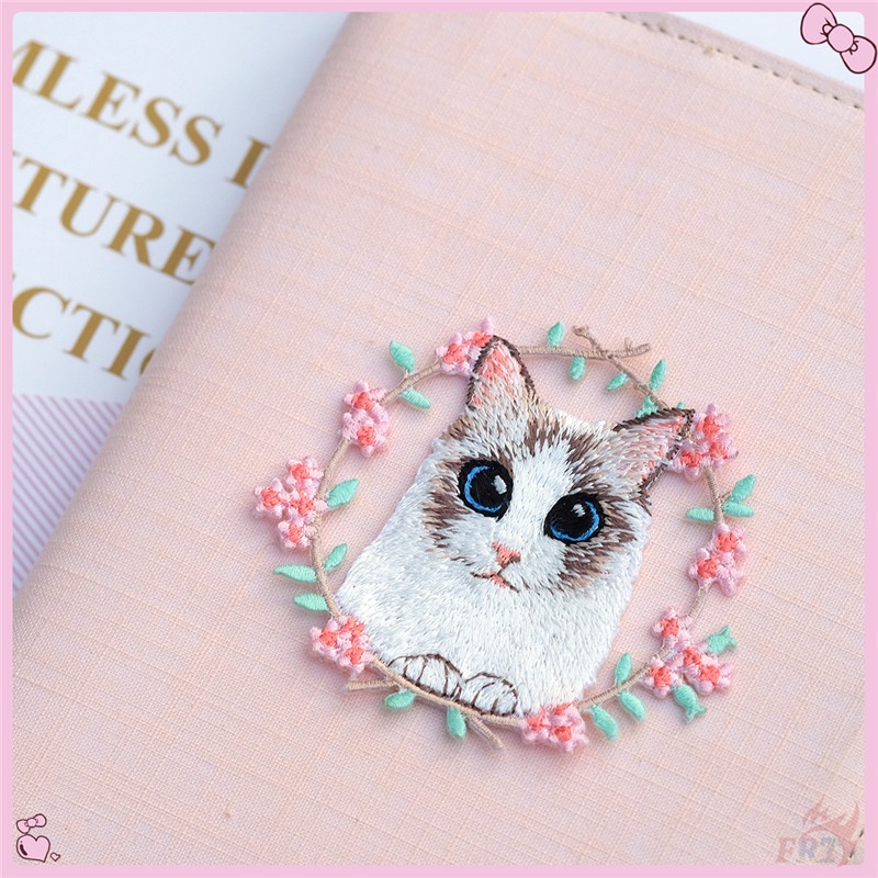 แผ่นแพทช์เหล็ก รูปแมวหวาน สําหรับตกแต่งสวน แผ่นแพทช์รีดติดเสื้อ DIY 1 ชิ้น