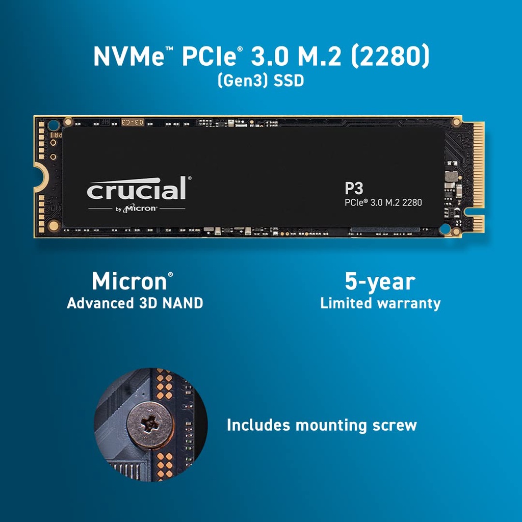 Crucial 500GB P3 NVMe M.2 SSD (Gen3)
