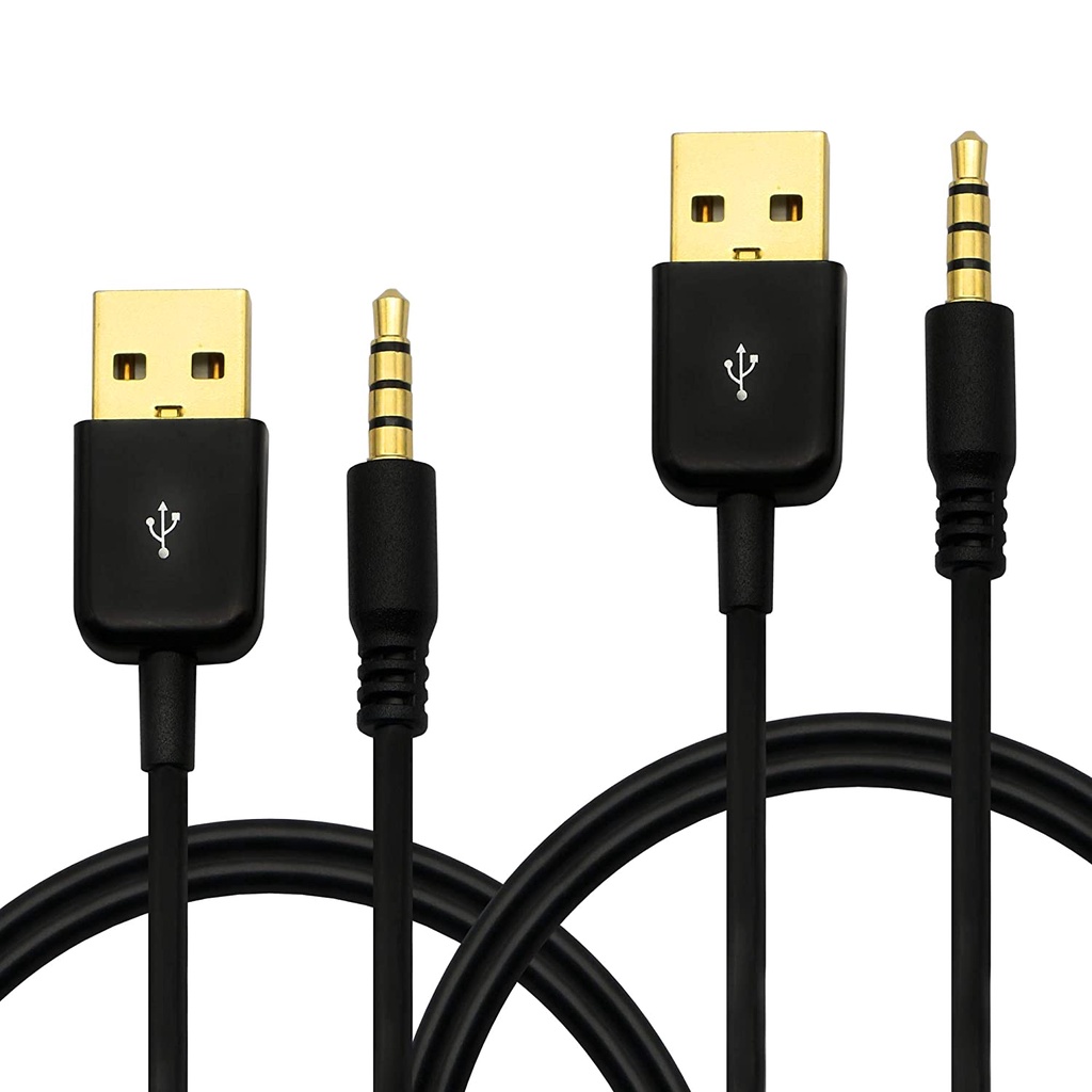 อะแดปเตอร์สายเคเบิล USB A เป็น 3.5 มม. AUX USB 2.0 ตัวผู้ เป็น 3.5 มม. สําหรับเครื่องเล่น MP3 MP4 หูฟัง เครื่องบันทึกเสียง -3 ฟุต -2 ชิ้น