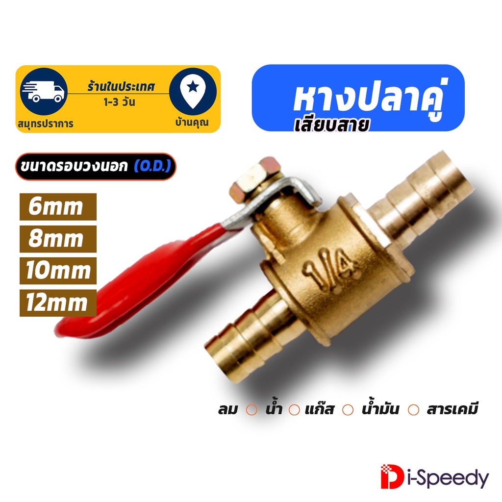 วาล์วน้ำมัน บอลวาล์วทองเหลือง หางปลาคู่ ขนาด 6 8 10 12 มิล ทนสารเคมี ลม น้ำ แก๊ส ทนการกัดกร่อน mini ball valve 1/4