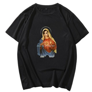 【Plus Size】เสื้อยืดคอกลม แขนสั้น พิมพ์ลายกราฟฟิค Sasha Grey Holy Mother Mary Ironic สไตล์สตรีท ฮาราจูกุ สําหรับผู้ชาย