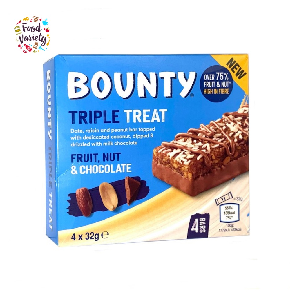 Bounty Triple Treat Fruit, Nut & Chocolate 128g