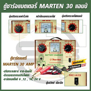 ตู้ชาร์จแบต เครื่องชาร์จแบตเตอรี่ 30A MARTEN แบบหูหิ้ว