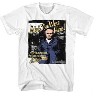 Wish You Were Here Silence of the Lambs T-Shirt เสื้อสาวอวบ เสื้อขาว เสือยืดผู้ชาย