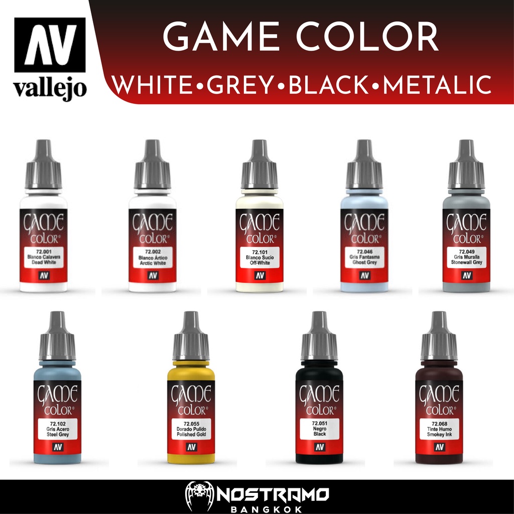 VALLEJO : GAME COLOR สีอะคริลิค Acrylic paint White-Grey-Black-Metalic 17ml. #2