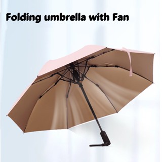 Portable Floding Cool Summer Umbrellas with Fan USB Charge Elegant Sun-proof Anti-uv Ultra-light Umbrellas for Women Men