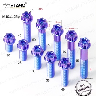 RTAMO Titanium Gr5 1.25P M10(เบอร์ 14) 20 25 30 35 40 45 50 -65L 16D Swingarm Pipe Nut สต็อกคาลิปเปอร์ Nissin, ช็อต/สวิงอาร์ม/สลักเกลียวท่อ For Wave  Xmax300 Foza350