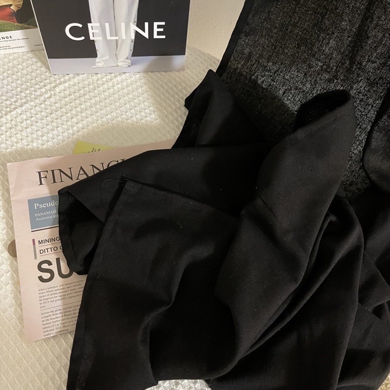 ผ้าม่านผ้าฝ้ายมินิมอลสีดำ แต่งมินิมอลโทนดาร์คแบบเก๋ๆ เย็บแบบไม่มีเชิง สามารถใช้ได้ทั้งหน้าต่างและประตู - รูปที่ 6