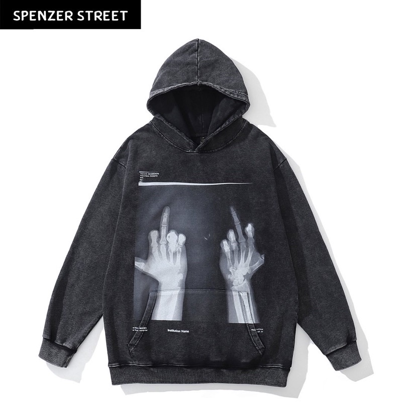 Spenzer.street | 🖤what the fuck hood เสื้อโอเวอร์ไซส์ เสื้อกันหนาว แขนยาว เกาหลี เสื้อy2k ทราวิส 2pa