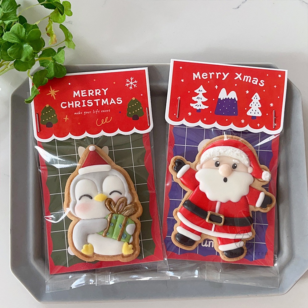 ถุงพลาสติกใส่ขนม คุกกี้ บิสกิต บิสกิต ลายสก๊อต 40 ชิ้น