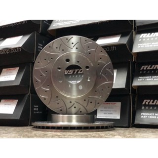 จานเบรค ขนาดเดิม RUNSTOP ตรงรุ่น TOYOTA REVO 4WD หัวเดี่ยว คู่หน้า FSC ลายใหม่ ก้างปลา ขนาด 297 mm.