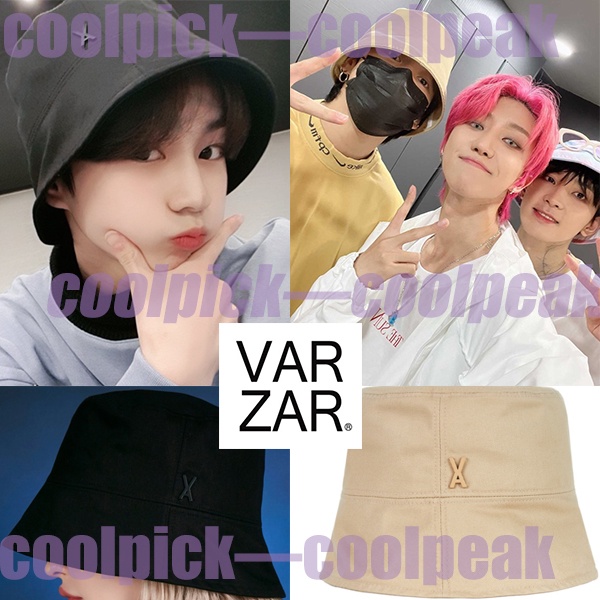 [สินค้าของแท้จากเกาหลี Vz varzar หมวกบักเก็ต BTS jungkook ENHYPEN SEVENTEEN] สตั๊ด และฉลาก สีขาว และสีดํา สไตล์เกาหลี สําหรับผู้หญิง
