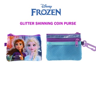 กระเป๋าใส่เหรียญ แต่งกลิตเตอร์ แต่งซิป ลายการ์ตูน Disney Frozen 2 Princess Elsa Anna สีม่วง สําหรับเด็กผู้หญิง