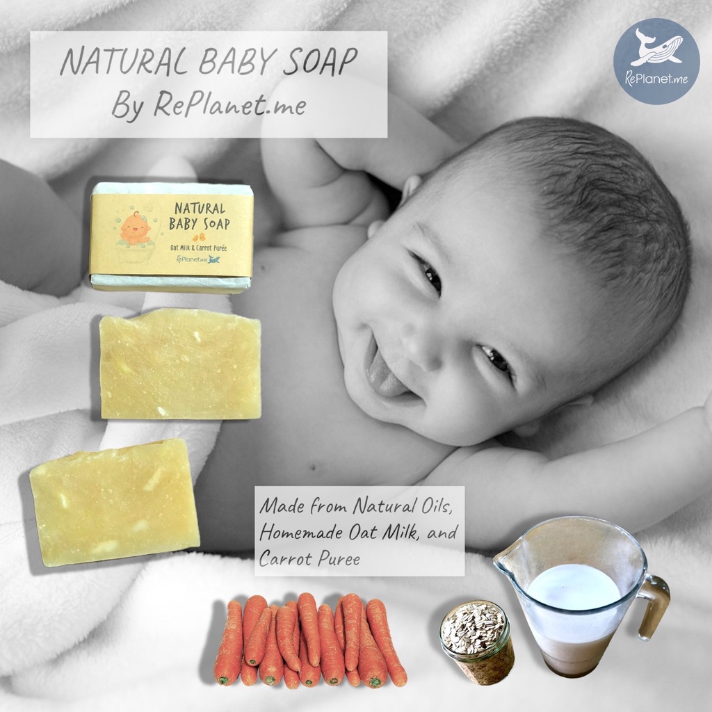 ใหม่! สบู่เด็กนมข้าวโอ๊ต & แครอทไร้สารเคมี || Natural Baby Soap (Oat Milk & Carrot Puree)
