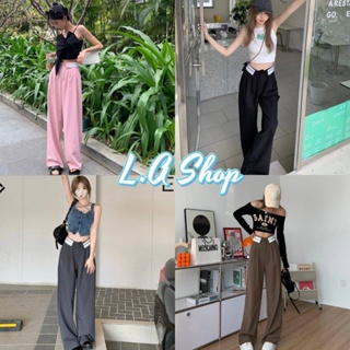 L.A Shop พร้อมส่ง กางเกงเอวสูงขายาว ดีเทลขอบเอวพับ เก๋ๆกำลังมากแรง "D22"-NZ