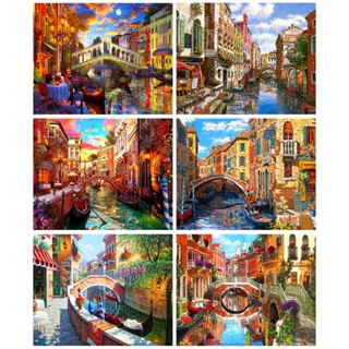 Ruopoty กรอบรูป ลายเมือง ระบายสีตามตัวเลข ขนาด 60x75 ซม. 50x65 ซม. 40x50 ซม. DIY สําหรับตกแต่งผนัง ห้องนั่งเล่น