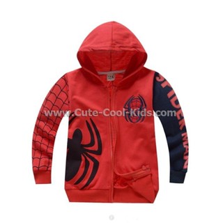 TLB-504 เสื้อแจ็คเก็ตเด็กผู้ชาย ซิปหน้า มีหมวก Spiderman