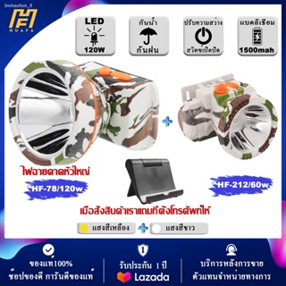 (แบบแพ็ค 2 ชิ้น)[รับประกัน 1 ปี]ไฟฉายคาดหัวHF78/HF212 ของแท้ หัวไฟฉาย ไฟฉาย LED หน้าไฟ ไฟฉายชาร์จไฟ ชารจ์ไฟได้ ไฟคาดหัว