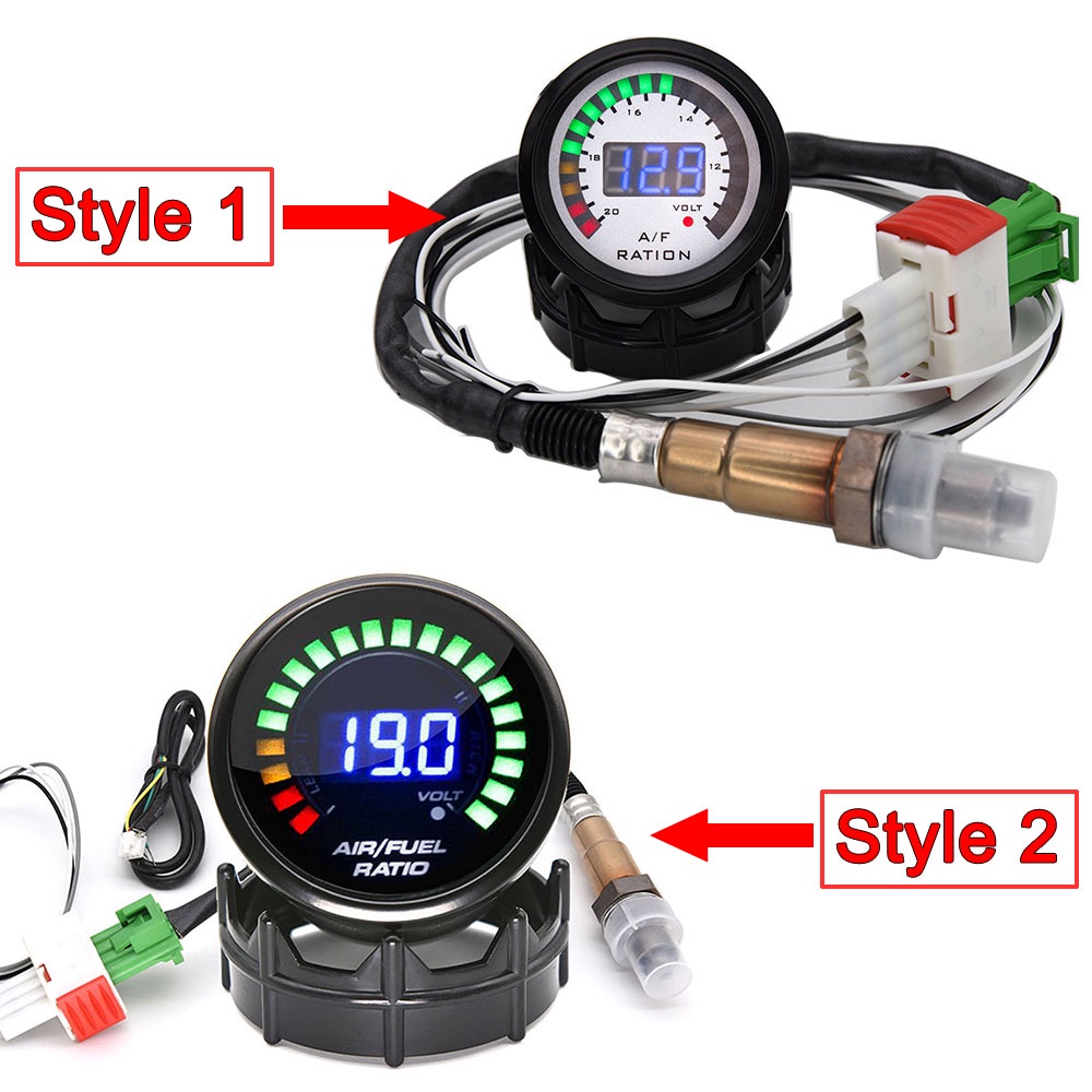HD Digital Air การใช้ Ratio Gauge O2 เซนเซอร์ออกซิเจนสําหรับ 12V รถโวลต์มิเตอร์รถ AFR 52 มม.2 ใน 1 เมตรแรงดันไฟฟ้าแคบ