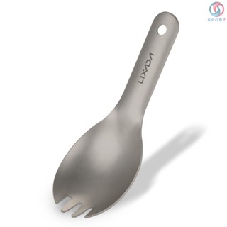 Lixada ด้ามจับสั้นไทเทเนียม Spork เบาพิเศษสําหรับเด็กตั้งแคมป์กลางแจ้ง